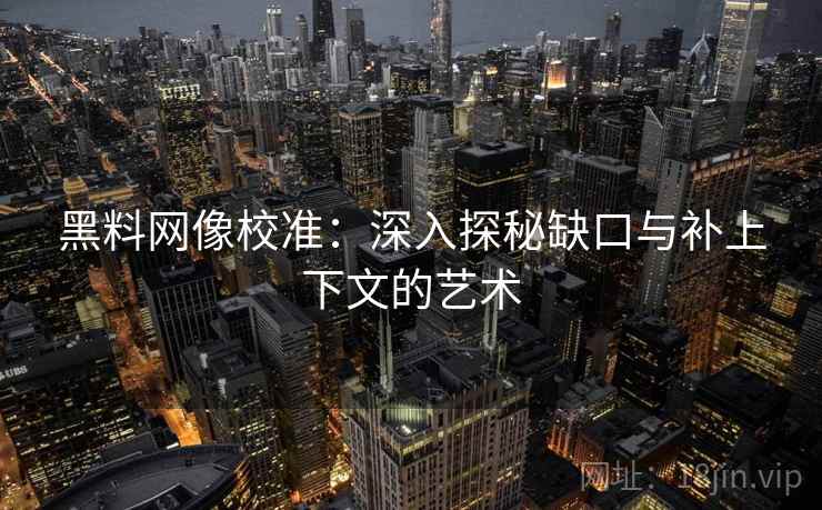 黑料网像校准：深入探秘缺口与补上下文的艺术